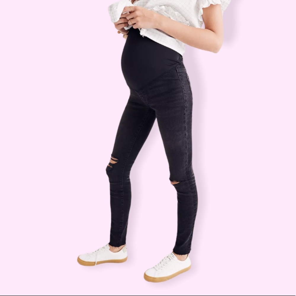 NWT Madewell Black Denim Maternity Skinny Jeans 36